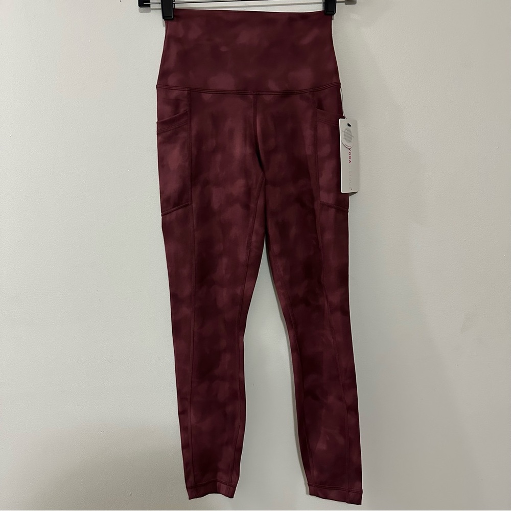 Yogalicious Powerlux ankle length Leggings XS Watercolor Floral Rouge Blush NWT‎
